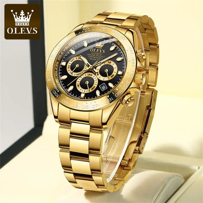 Montre pour homme OLEVS 6638 – Modèle classique de marque, montre-bracelet mécanique automatique de luxe, chronographe, étanche.