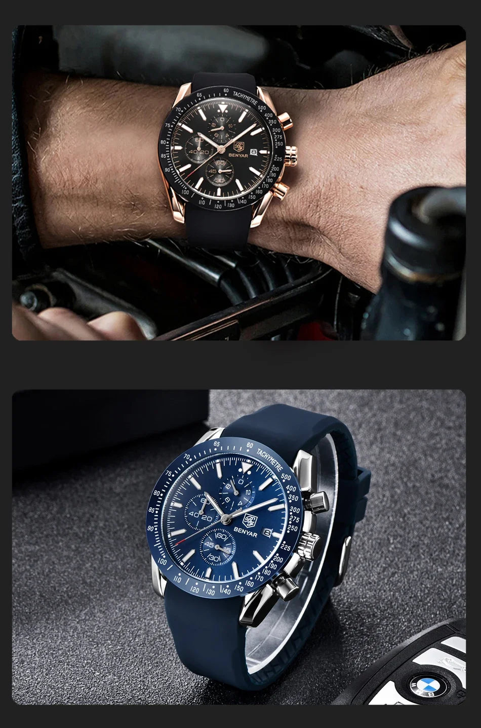 Men Watch BENYAR Top Brand Luxury Full Steel Business Quartz Watch Men Casual Waterproof Sports Watches Clock Relogio Masculino