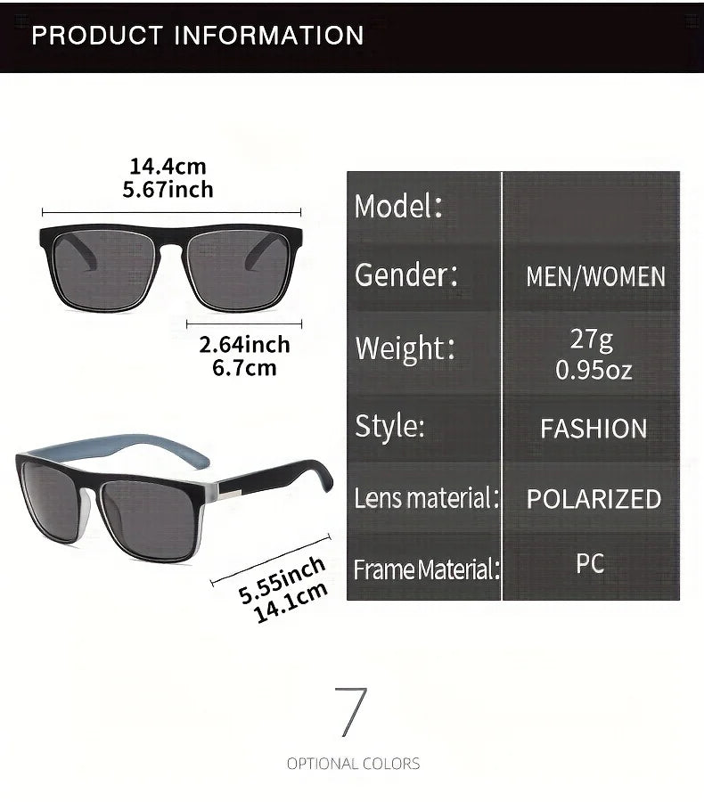 3Pcs Fantasy Gradient Mutipcolor Square Polarized Sunglasses AntiGlare UV400 Glasses Summer Party Driving Fishing Christmas Gift