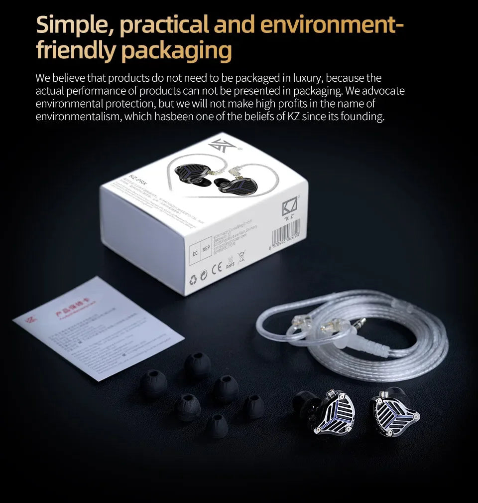KZ PRX Fourth-Generation Planar Diaphragm Earphone HiFi Bass Earbuds Monitor Headset Sport Music IEM Replaceable Cable