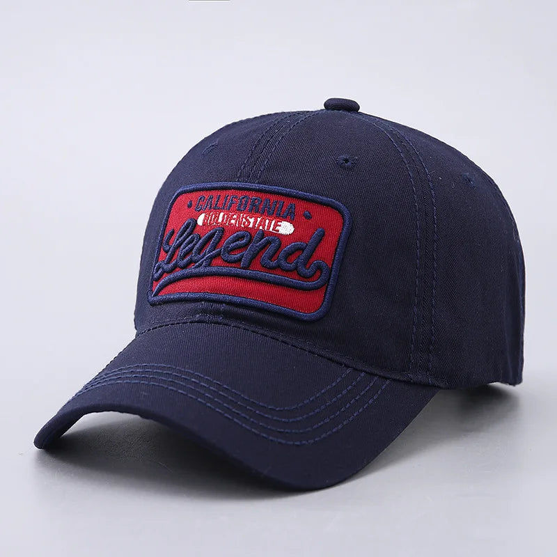 3D letter embroidered baseball cap, all cotton LEGEND washed curved brim hat, suitable for outdoor sports and sun protection