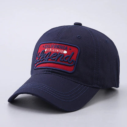 3D letter embroidered baseball cap, all cotton LEGEND washed curved brim hat, suitable for outdoor sports and sun protection