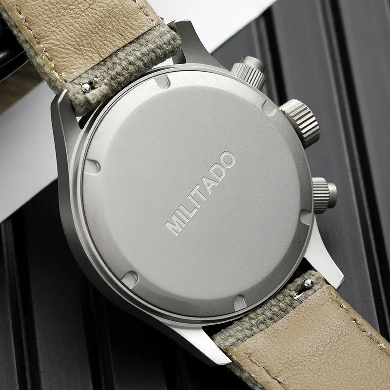 Militado VK61 VK67 Quartz Chronograph Watch 39mm 316L Stainless Steel Case 3 Dial Waterproof 100M  Multifunction Military Watch