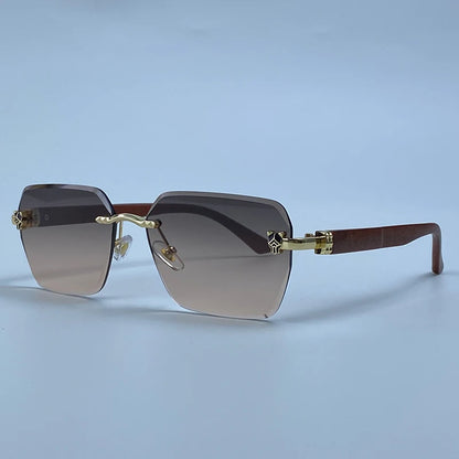 Square Rimless Photochromic Sunglasses Men Vintage Sun Glasses 2026 Luxury Designer Shades Male Cut Lenses Frameless Eyewear