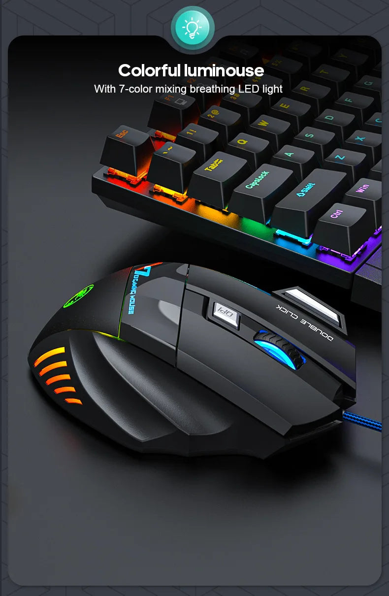 Herná myš USB Wired Gaming Mouse so 4 tlačidlami, ergonomická herná myš 2400DPI s RGB podsvietením a vysokopresným optickým senzorom