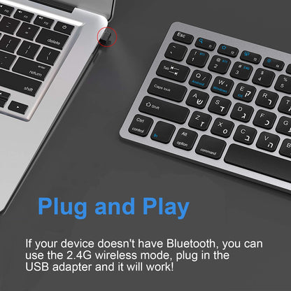 Ultra Slim Hebrew Bluetooth & 2.4G Dual Mode Keyboard Israel Wireless Keyboard Low noise for iOS iPad Android Tablets Windows