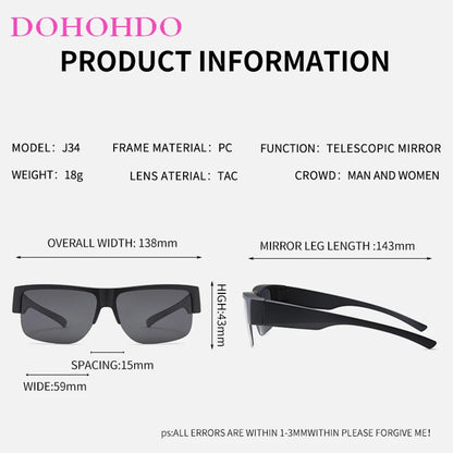 Men For Polarized Sunglasses Myopia Wear Over Prescription Glasses Photochromic Black Lens Half Frame Glasses Vintage Eyewear