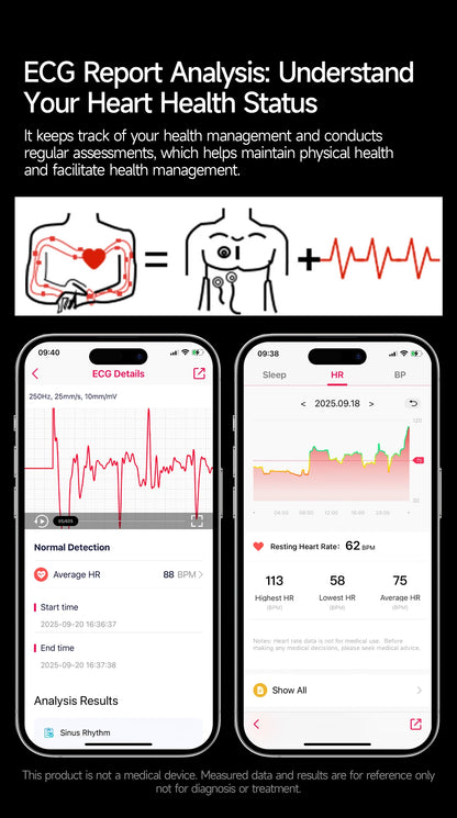 2026New AI-Diagnosis Care Smartwatch ECG+PPG Accurate Uric Acid Blood Pressure Body Fat Five organ Fitness Waterproof Smartwatch