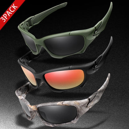 3-PACK Trendy Outdoor Tactics Sports Sunglasses Men and Women Cycling Glasses Driving Camping Travel Colorful Goggles