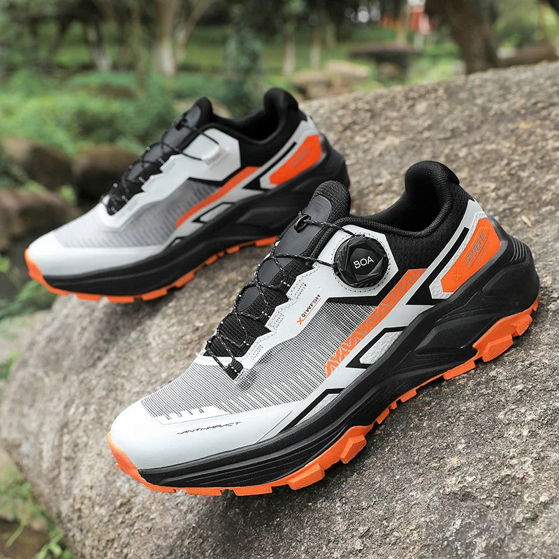Chaussures de course pour hommes 2025 nouvelles chaussures de randonnée hors route en plein air en maille respirante amorti chaussures de marche plates en maille souple pour homme