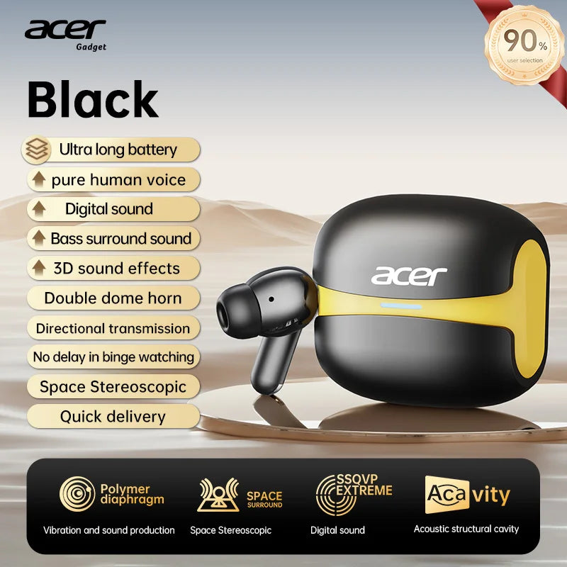 Acer OHR548 Wireless Bluetooth Headphones with ANC, Stereo Sound, Low Latency Gaming Earbuds, Bluetooth In-Ear Headphones with Charging Case