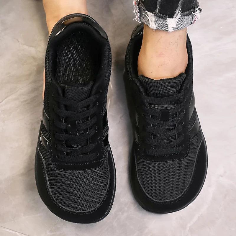 Herresneakers med bred tåboks, barfodssko, minimalistiske, åndbare og komfortable udendørs gåsko, sporty casual blå sko 2025