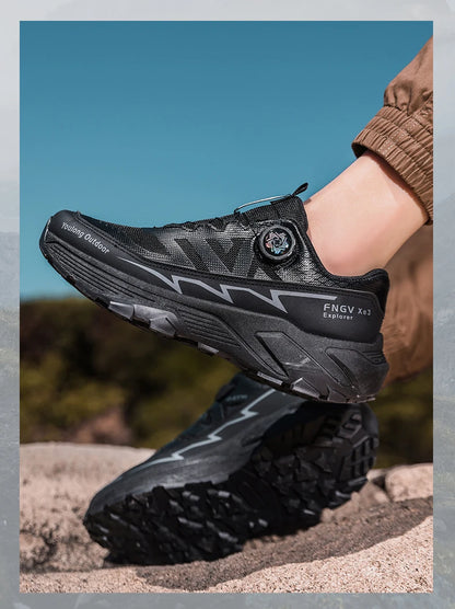 Sneakers til mænd, casual udendørssko, skridsikre, stødabsorberende og alsidige offroad-vandresko med komfortabel, blød sål til løb for mænd