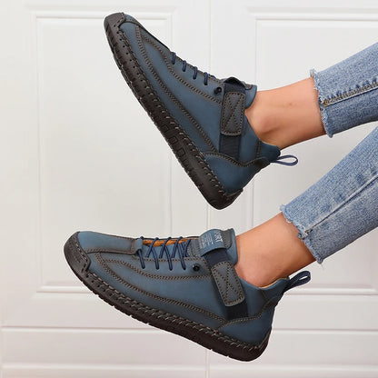 Handmade Leather Women’s Loafers Casual Comfortable Soft-Soled High-Quality Motorcycle Boots Fashionable British Tennis Nude Boots
