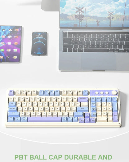 AULA S99 독거미 키보드 Membrane KeyboardWireless Bluetooth Wired Three Mode RGB Gamer Keyboards Office Typing Mute 99 Keys