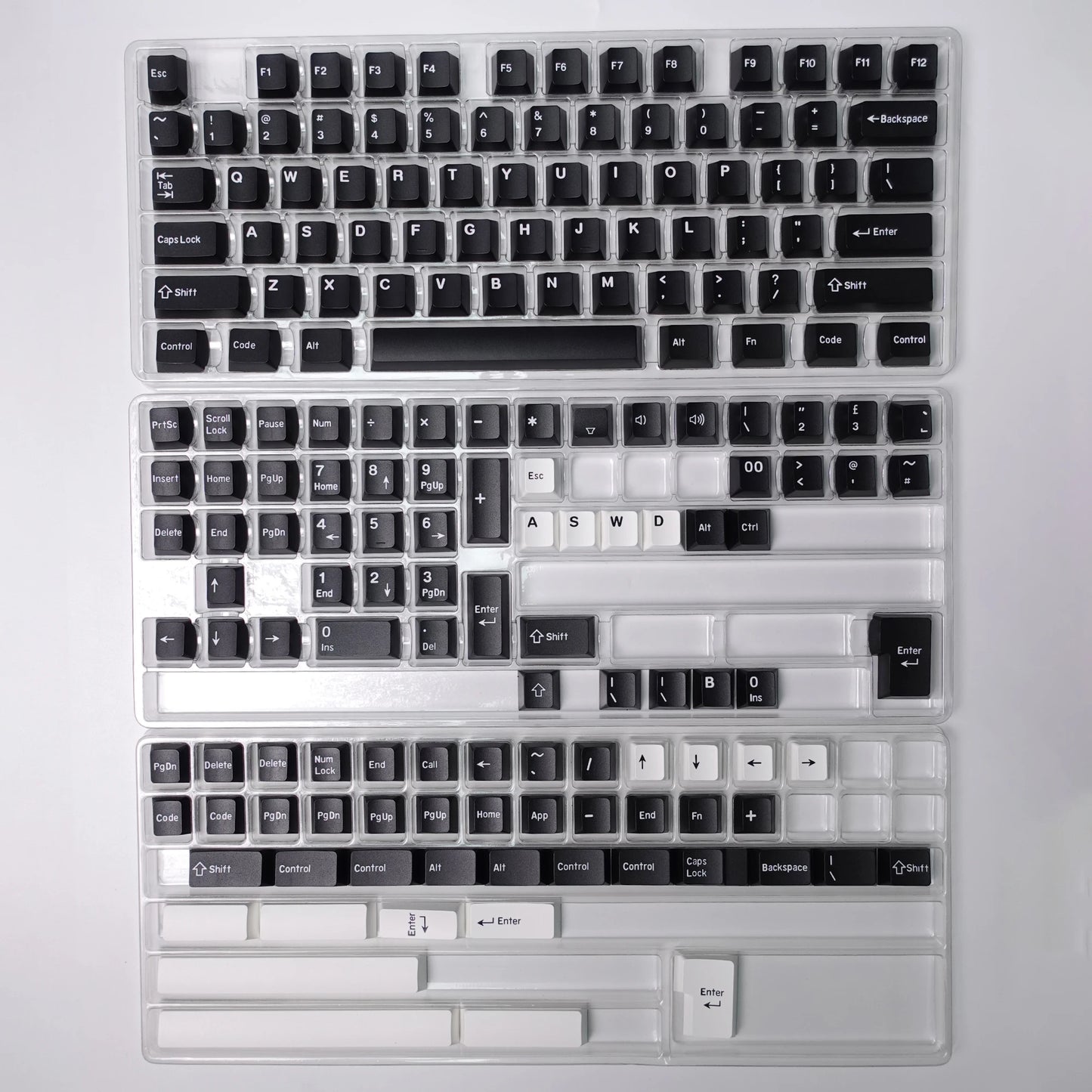 KBDiy GMK WOB Keycap Cherry Profile Double Shot PBT ISO 7u Black and White Keycaps For Mechanical Keyboard Retro Gaming Key Cap
