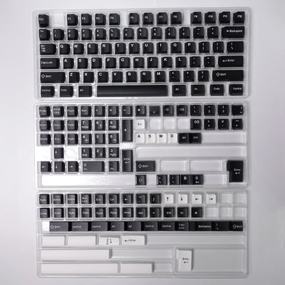 KBDiy GMK WOB Keycap Cherry Profile Double Shot PBT ISO 7u Black and White Keycaps For Mechanical Keyboard Retro Gaming Key Cap