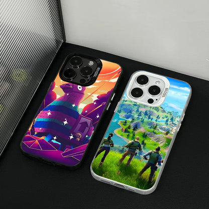 Funda para teléfono F-fornite Game de 1 pieza, carcasa IMD color plata para iPhone 16 15 14 13 12 11 Pro Max Plus