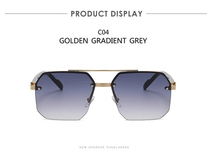 Men's Metal Sunglasses Square Half Frame Rice Nails Casual Trend Personality Retro Fashion Outdoor Sports Eyeglasses