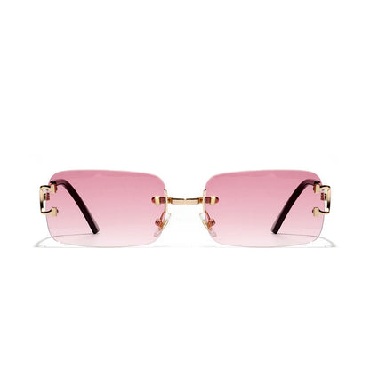 Ruiao 2026 rimless sunglasses UV400 fashion square metal glasses for men women designer man's brand sun shades for outdoor