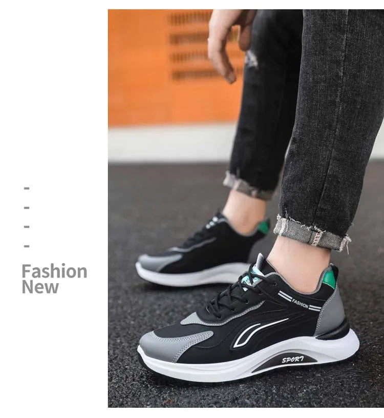 Pantofi sport casual pentru bărbați, stil coreean modern, cu șireturi, confortabili și respirabili, cu talpă groasă, pentru alergare
