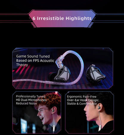 KZ Axas Earphones FPS Dedicated Gaming Earbuds In Ear Monitor IEM HiFi Bass Wired Headphones PK Castor ZSN PRO 2 ZS10 PRO X