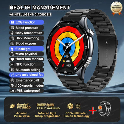 For XIAOMI 2025 New ECG+PPG Smartwatch Precise Uric Acid Blood Lipids Pressure Body Analysis Smart Watch Men BT Call NFC Watches
