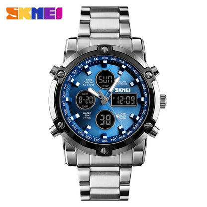 SKMEI 1389 Bracelet Wristwatch Clock Digital Quartz Watch Men Three Time Waterproof Quartz Wrist Mens Watch Relogio Masculino