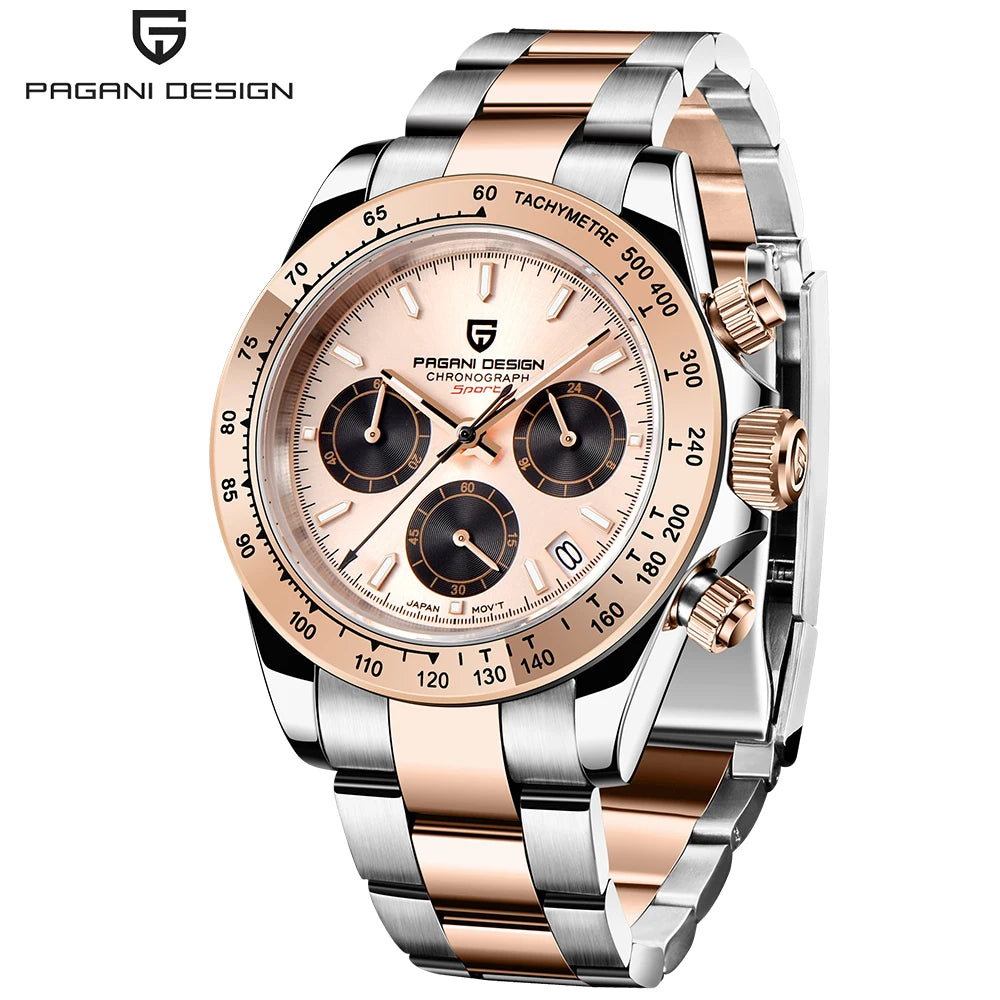 Chronographenuhr für Herren von PAGANI DESIGN – Luxuriöse Quarz-Armbanduhr, leuchtend und wasserdicht.