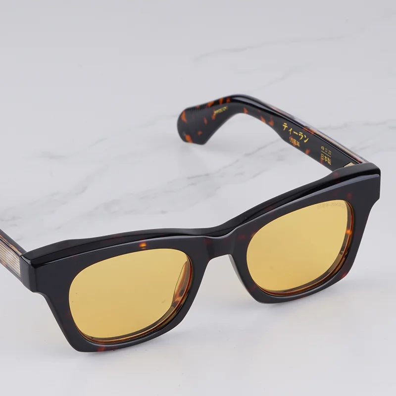 DEALAN Decade Collection Men's Classical Tortoise Gold Sunglasses Vintage Craft Cat Eye Thick Acetate Solar Glasses UV400