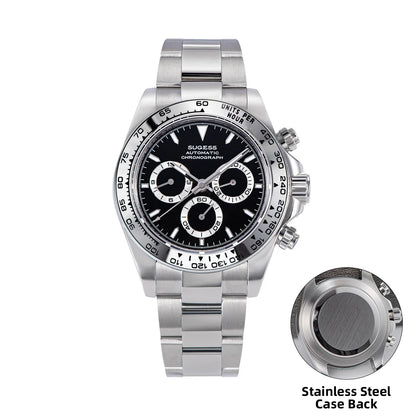 Sugess Diving Men's Watch Panda Automatic Mechanical Chronograph Peacock SL4801 Movement Wristwatch Waterproof Ceramic Bezel New