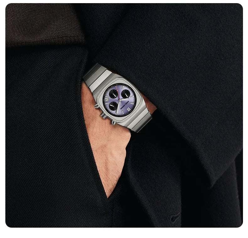 DG9008 Men Watch Original Fashion Brand Quartz Waterproof Luminous Watch For Man Three Small Dial Sport Moon Phase Watch
