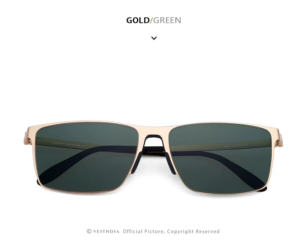 VEITHDIA Brand Fashion Sunglasses Stainless Steel High-definition Nylon Lens Polarized UV400 Eyeglasses For Men Women,  8212