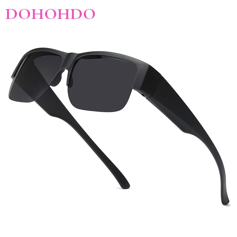 Men For Polarized Sunglasses Myopia Wear Over Prescription Glasses Photochromic Black Lens Half Frame Glasses Vintage Eyewear