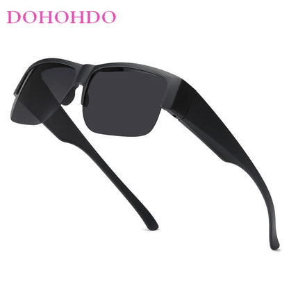 Men For Polarized Sunglasses Myopia Wear Over Prescription Glasses Photochromic Black Lens Half Frame Glasses Vintage Eyewear