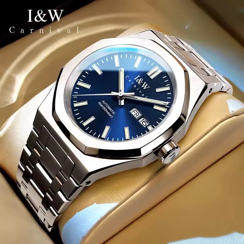 Montre mécanique pour homme CARNIVAL – Montre-bracelet automatique de luxe, verre saphir, mouvement MIYOTA, étanche jusqu'à 50 m