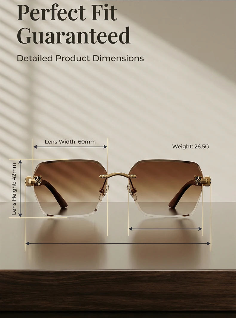 Square Rimless Photochromic Sunglasses Men Vintage Sun Glasses 2026 Luxury Designer Shades Male Cut Lenses Frameless Eyewear