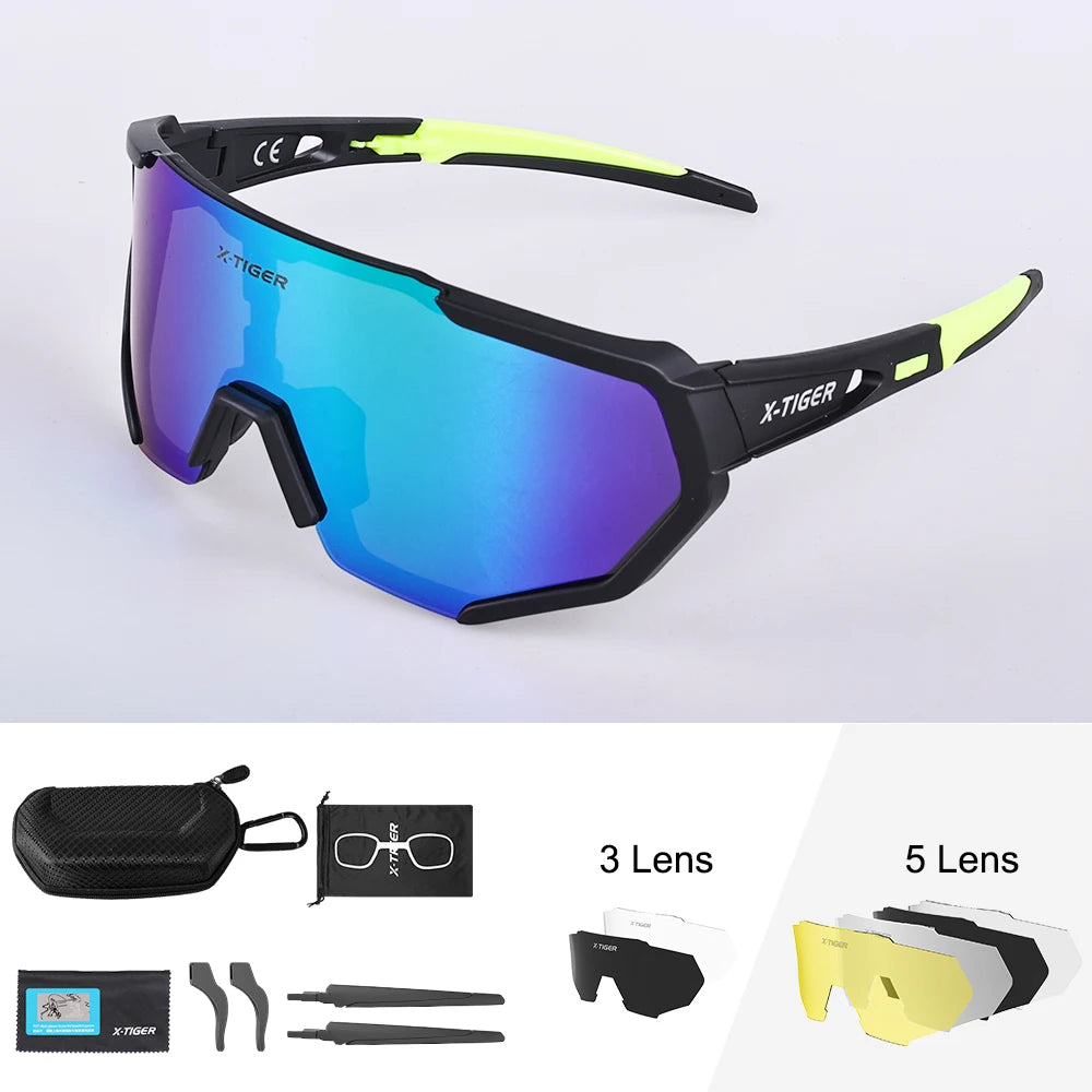X-TIGER Cycling Glasses Polarized Glasses Bike Eyewear Sports Men's Photochromic Sunglasses MTB Road Bicycle Goggles 3/5 Lens
