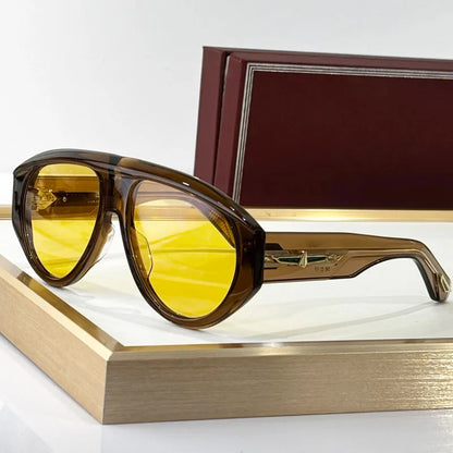 Big Oval Handmade Sunglasses for Men Women Thick Acetate High Quality Fashion Brand Design UV400 Prescription Glasses with Case