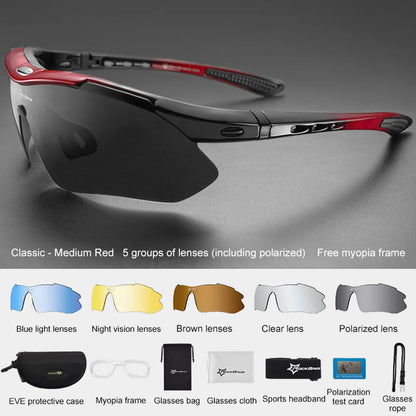 ROCKBROS Polarized Cycling Glasses Sunglasses Men Women Mtb Bike Road Eyewear Bicycle Riding Outdoor Sport Hiking Goggles 5 Lens
