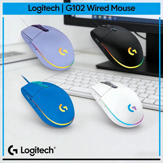 Logitech G102 G203 žična gaming miška, 2.1 Meter dolg kabel, 8000 DPI, RGB učinki za PC, prenosnik, pisarno in gamerje, prilagodljiva
