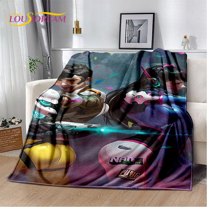 Overwatch Game Gamer DVA Reaper mekana plišana deka, flanelska deka za dnevni boravak, spavaću sobu, krevet, kauč, piknik, djecu, 3D