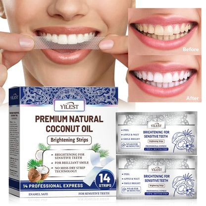 14 Strips Teeth Whitening Strips, Remove Plaque Stains Cleaning Oral Hygiene Sensitivity Relief, Fresh Breath Brighten Tooth Care