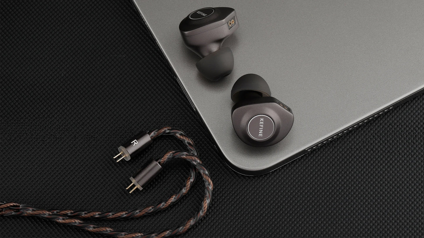 KEFINE Delci 10mm DLC+PU Diaphragm Dynamic Driver Hifi Wired IEM Earphones with CNC Metal & Detachable 0.78mm 2pin 3.5mm Cable