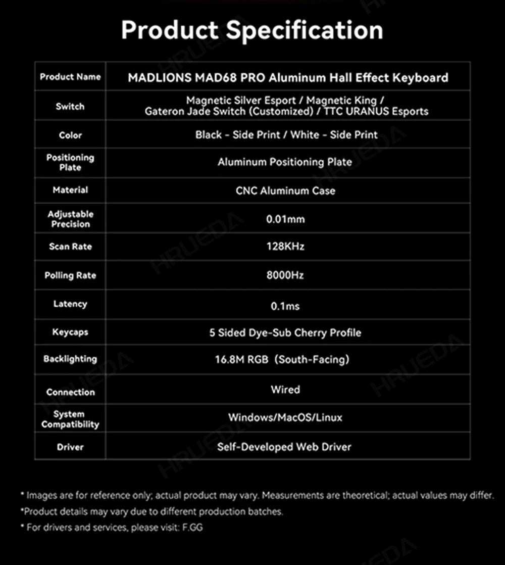 MADLIONS Mad 60he Mad60HE Mad 68HE Teclado mecánico para gaming personalizado con interruptor magnético, cableado, hot swap y tasa de sondeo de 8K