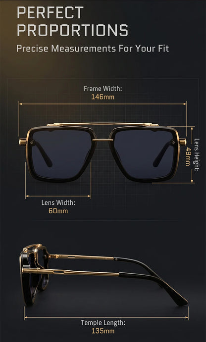 Steampunk Square Double Bridge Sunglasses Men Big 2026 Luxury Brand Designer Retro Punk Driving Sun Glasses Metal Frame Eyewear