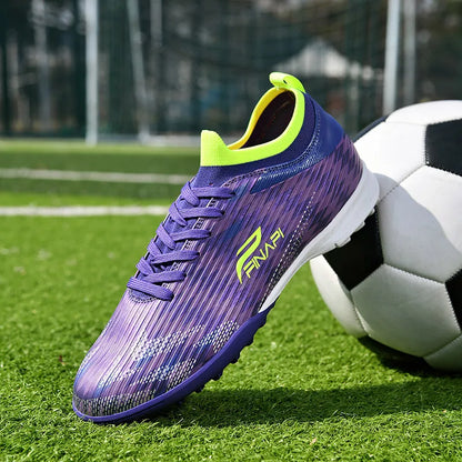 Uudet miesten korkealaatuiset jalkapallokengät, nappulakengät otteluihin, sisäkäyttöön, suosittuihin ulkopeleihin, nurmelle, korkeavartiset futsal-luistamattomat sneakerit