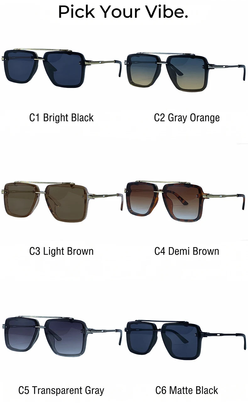 Steampunk Square Double Bridge Sunglasses Men Big 2026 Luxury Brand Designer Retro Punk Driving Sun Glasses Metal Frame Eyewear