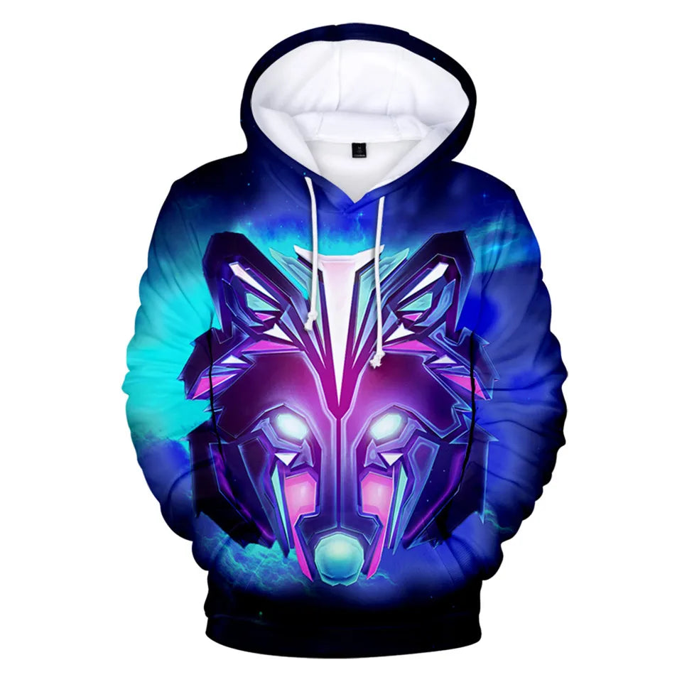 Cool Space Galaxy Wolf Hoodie Hoodies Men Bright Wolf Fashion Handsome Wolf Hoddies Spring Autumn Pullovers Sweatshirts Sweat