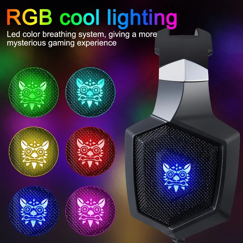 Casque de jeu filaire ONIKUMA K8 RGB, casque supra-auriculaire, microphone flexible, son surround 3,5 mm pour PC, PS4, Xbox, Switch, joueur